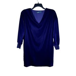 Lauren Ralph Lauren Navy Velvet Dolman Sleeve Knee‎ Length Dress Women's 10 Chic
